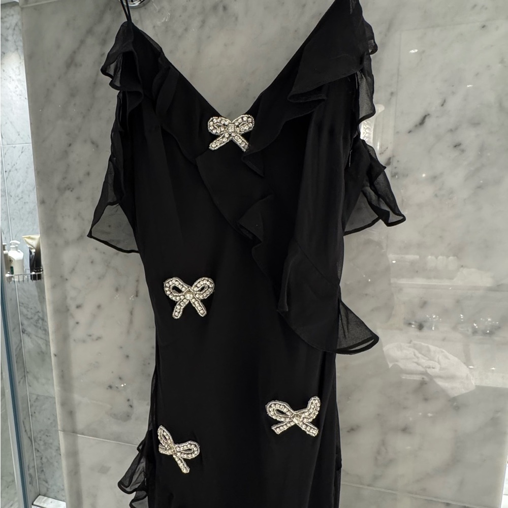 NWT - LoveShackFancy Silk Rialto Maxi Dress with rhinestone Size:6 - Picture 4 of 8